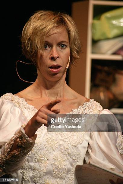 Ramona Kronke performs at the premiere of her one woman play "Cavewoman" October 2, 2007 in Berlin, Germany.