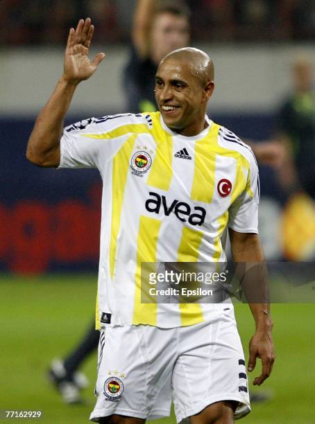 Roberto Carlos of Fenerbahce Istanbul reacts during the Champions League group G match between CSKA and Fenerbahce at Lokomotiv stadium on October...
