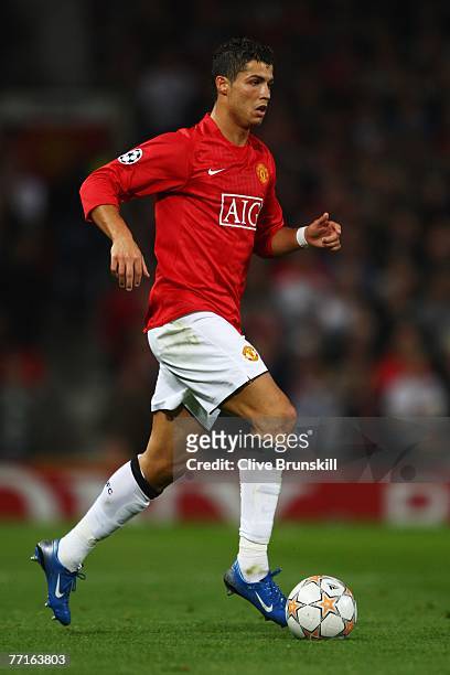 Cristiano Ronaldo of Manchester United in action during the UEFA Champions League Group F match between Manchester United and AS Roma at Old Trafford...