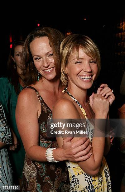 Castmembers actresses Clare Carey and Ashley Scott pose at the party for the CBS DVD release of "Jericho The First Season" at the new Hollywood hot...