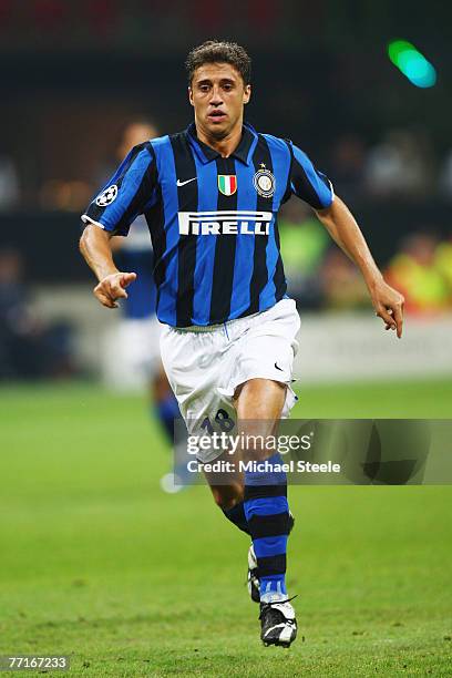 Hernan Crespo of Inter Milan during the UEFA Champions League Group G match between Inter Milan and PSV Eindhoven at the San Siro stadium on October...