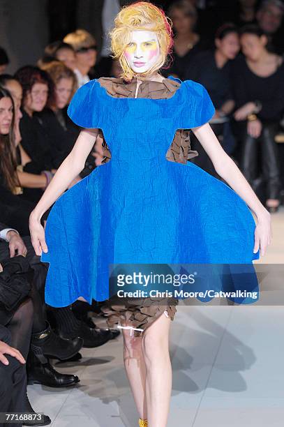 Model walks the catwalk during the Comme des Garcons collection show part of Paris Fashion Week Spring Summer 2008 on October 2, 2007 in Paris,...