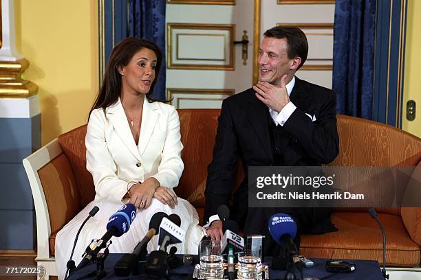 Prince Joachim of Denmark announces his engagement to Miss Marie Cavallier, during a press conference at the Riddersalen of the Amalienborg Palace on...