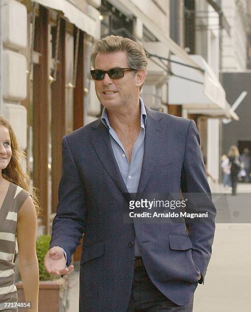 Pierce Brosnan is seen as he leaves Le Bilboquet restaurant after lunch October 3, 2007 in New York City.