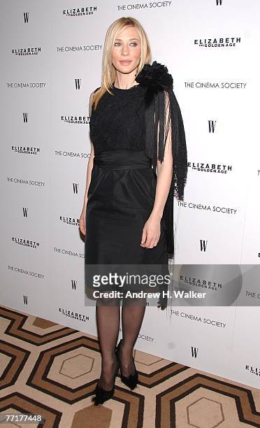 Actress Cate Blanchett attends a special screening of "Elizabeth: The Golden Age" hosted by The Cinema Society and W Magazine on October 03, 2007 in...