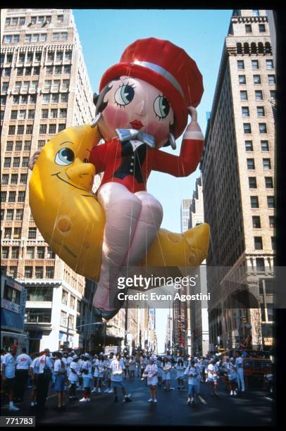 Balloon handler's steer a helium balloon of Betty Boop August 20, 1995 in New York City. Macy's prepares to outdo itself again in its Seventeenth...