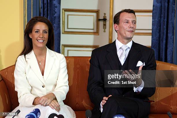 His Royal Highness Prince Joachim of Denmark announces his engagement to Miss Marie Cavallier during a press conference at the Riddersalen of the...
