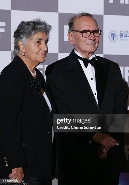 Ennio Morricone arrives at the opening ceremony of the 12th Pusan International Film Festival on October 4, 2007 in Pusan, South Korea.The festival,...