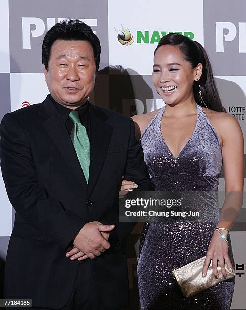 Actor Lim Ha-Rong and actress Yoo Jin arrive at the opening ceremony of the 12th Pusan International Film Festival October 4, 2007 in Pusan, South...