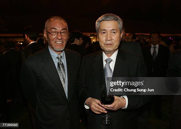 Director Chung Il-Sung and Lim Kwon-Tack attend the opening ceremony party for the 12th Pusan International Film Festival October 4, 2007 in Pusan,...
