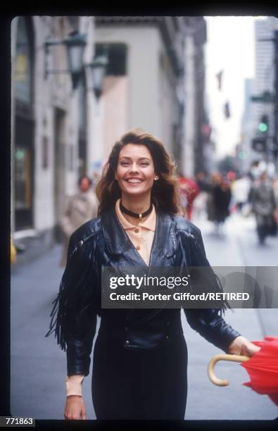 Carol Alt poses November 15, 1993 in New York City. Actress and model Alt has starred in many films created and released in Italy, and currently...