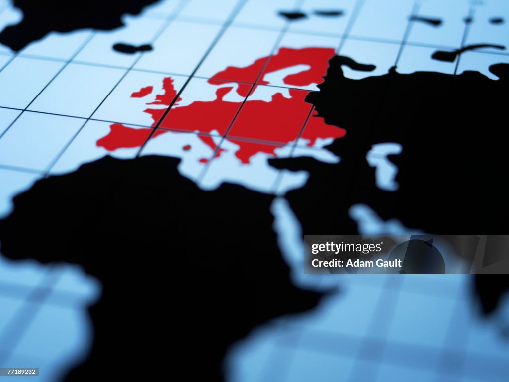 Map of eastern hemisphere highlighting Europe