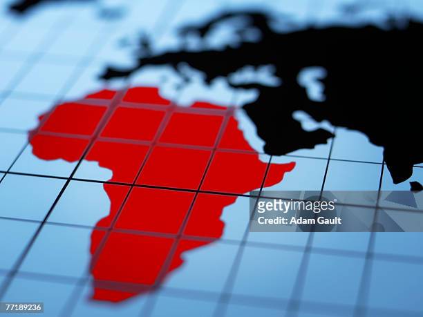 map of eastern hemisphere highlighting africa - africa stock pictures, royalty-free photos & images