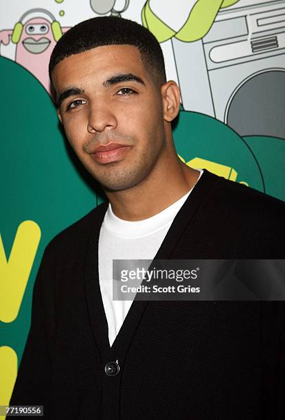Aubrey Graham poses for a photo backstage during MTV's Total Request Live at the MTV Times Square Studios on October 2, 2007 in New York City.