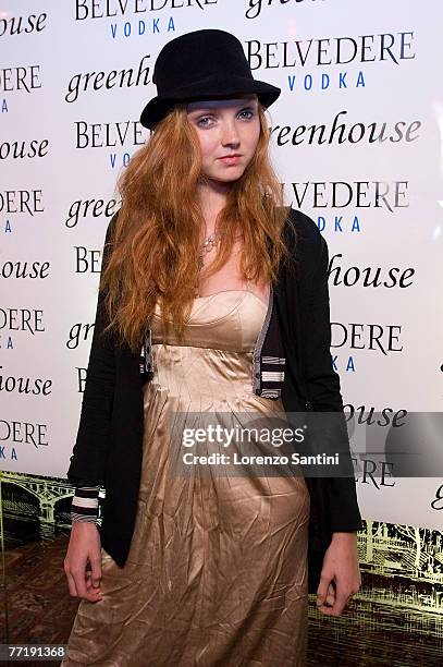 Lily Cole attends the Greenhouse NYC opening night at club le baron on October 3, 2007 in Paris, France.