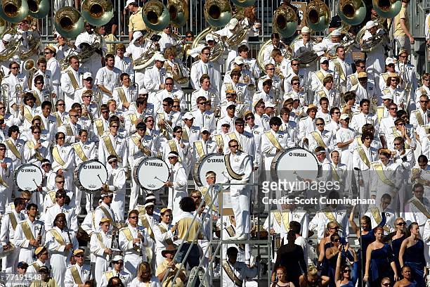 The Georgia Tech Yellow Jackets Band watches play against the Clemson Tigers at Bobby Dodd Stadium on September 29, 2007 in Atlanta, Georgia. Georgia...