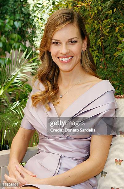 Actress Hilary Swank attend the Guerlain Celebrates the launch of the new fragrance My Insolence, with Hilary Swank at the Bel-Air Hotel in Los...