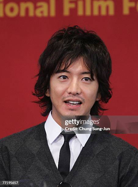 Actor Takuya Kimura attend a news conference at the premiere of 'HERO' at the 12th Pusan International Film Festival October 5, 2007 in Pusan, South...