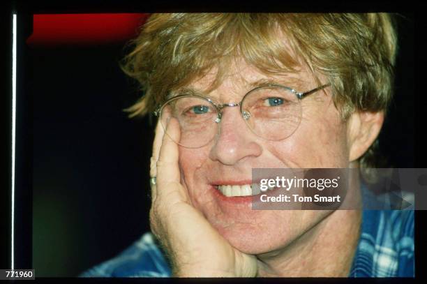 Robert Redford poses for a picture at a press conference for the film "Four Weddings and a Funeral" January 21, 1994 in Salt Lake City, Utah. Redford...