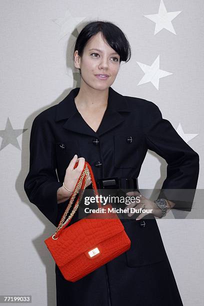 Lily Allen attends the Chanel fashion show during the Spring/Summer 2008 ready-to-wear collection show at Grand Palais on October 5, 2007 in Paris,...