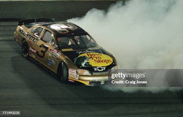 Dale Earnhardt, driver of the the Richard Childress Racing Goodwrench Bass Pro Shops Chevrolet Monte Carlo spinning out of the NASCAR Winston Cup...