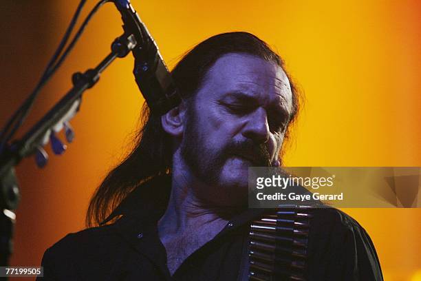 Lemmy of the UK rock band Motorhead performs on stage in concert at the Enmore Theatre October 5, 2007 in Sydney, Australia. The band last played in...