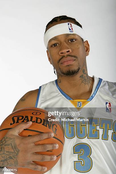 Allen Iverson of the Denver Nuggets poses for a portrait during NBA Media Day at the Pepsi Center on October 1, 2007 in Denver, Colorado. NOTE TO...