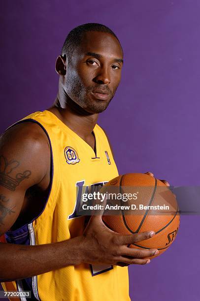 Kobe Bryant of the Los Angeles Lakers poses during media day at Toyota Training Center on October 1, 2007 in El Segundo, California. NOTE TO USER:...