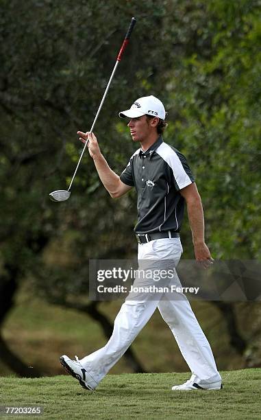 Nick Flanaganwalks up the 18th hole during the second round of the Valero Texas Open at La Cantera Golf Club October 5, 2007 in San Antonio, Texas.