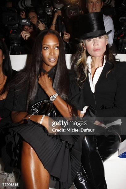 Naomi Campbell and Daphnee Guiness attend the Alexander McQueen ready-to-wear collection show spring summer 2008 at POPB on October 5, 2007 in Paris,...