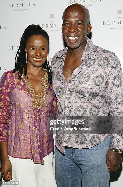 Restauranteur B. Smith and Dan Gasby attend the third night of the Bermuda Music Festival at the National Sports Center on October 5, 2007 in Bermuda.