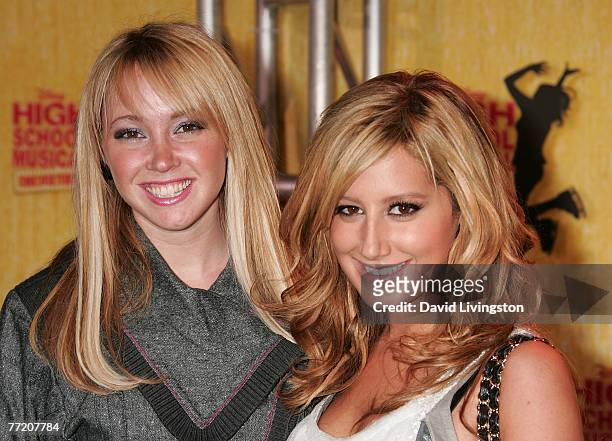 Actresses and sisters Jennifer Tisdale and Ashley Tisdale attend the Los Angeles gala of Disney's High School Musical: The Ice Tour at Staples Center...