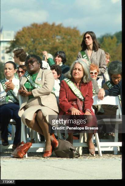 Actress Esther Rolle and NOW founder Betty Friedan attend the "Call to the Nation's Conscience" ERA rally on the steps of the Lincoln Memorial...