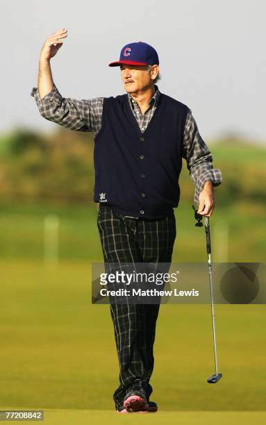 Hollywood film actor Bill Murray on the fourth green during the third round of The Alfred Dunhill Links Championship at Kingsbarns Golf Links on...