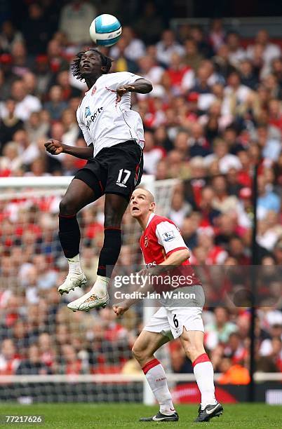 Kenwayne Jones of Sunderland in action during the Barclays Premier League match between Arsenal and Sunderland at the Emirates Stadium on October 7,...