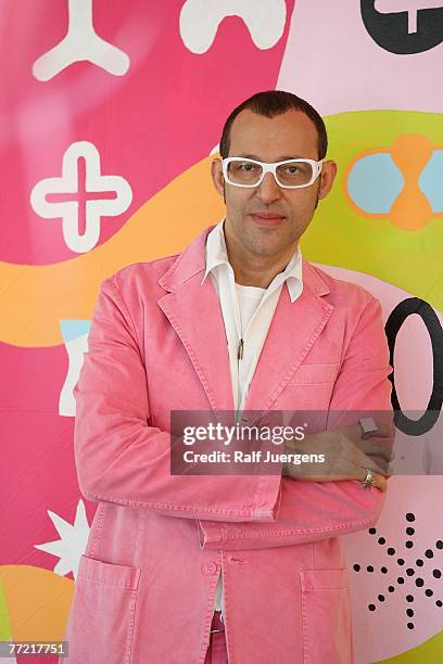 New York star designer Karim Rashid exhibits on October 06, 2007 at the new showroom "Remagen Licht" in Cologne, Germany.