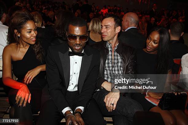 Kanye West and Alexi West, Naomi Campbell and Alexis Roche attends the John Galliano fashion show, during the Spring/Summer 2008 ready-to-wear...