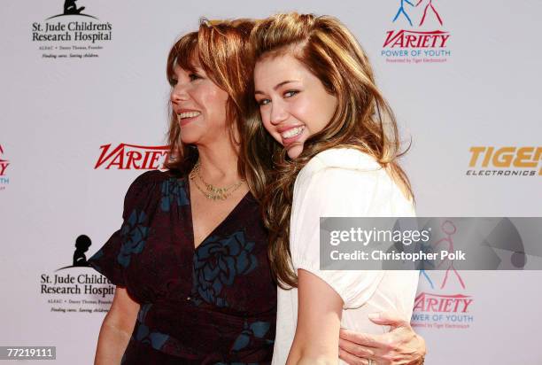 Marlo Thomas and Miley Cyrus arrive to the 2007 Power of Youth Benefiting St. Jude and Presented by Tiger Electronics at the Globe Theater in...