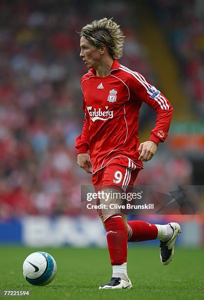 Fernando Torres of Liverpool in action during the Barclays Premier League match between Liverpool and Tottenham Hotspur at Anfield on October 7, 2007...