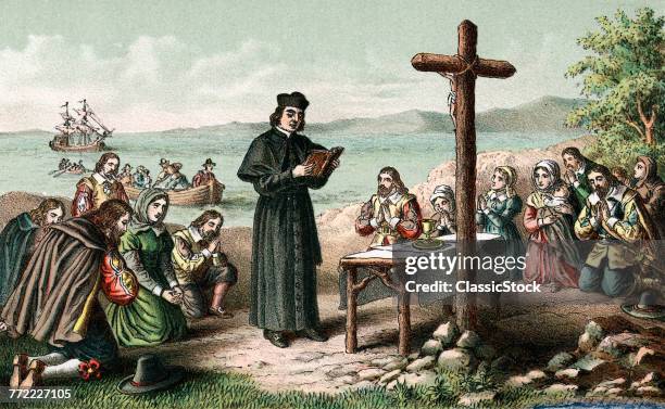 1630s FATHER ANDREW WHITE MARCH 25 1634 CELEBRATING THE LANDING OF THE FIRST SETTLERS IN MARYLAND