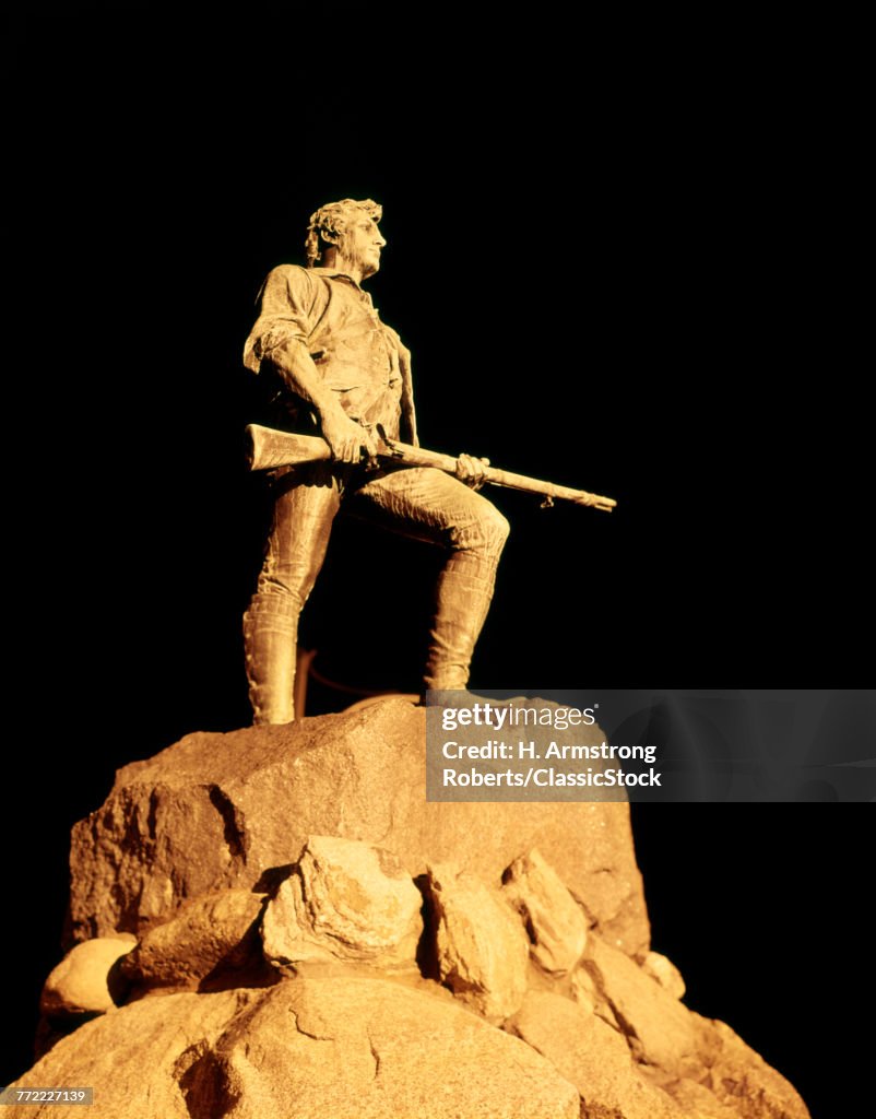 MINUTEMAN STATUE AT NIGHT...
