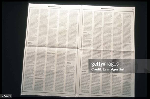 Washington Post newspaper contains the Unabomber's manifesto September 19, 1995 in USA. At the request of Attorney General Janet Reno and the F.B.I.,...