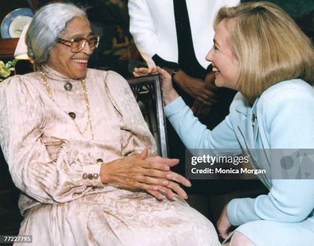 Rosa Parks and Hillary Clinton at the White House in Washington D.C.