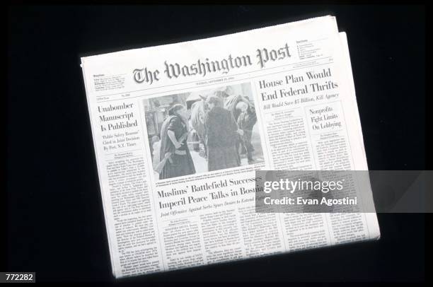 Washington Post newspaper contains the Unabomber's manifesto September 19, 1995 in USA. At the request of Attorney General Janet Reno and the F.B.I.,...