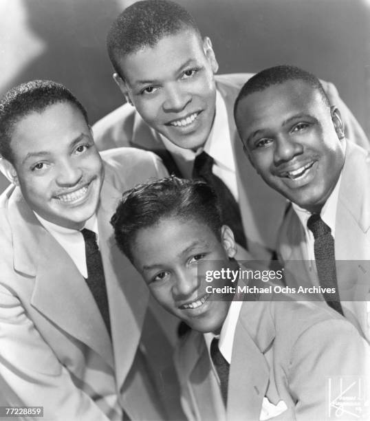 Doo-wop vocal quartet, The Striders, New York City, circa 1950. They were best known as one of Savannah Churchill's backing groups.