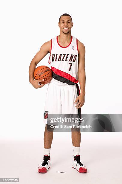 Brandon Roy of the Portland Trail Blazers poses for a portrait during NBA Media Day at the Rose Garden on October 1, 2007 in Portland, Oregon. NOTE...