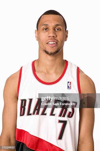 Brandon Roy of the Portland Trail Blazers poses for a portrait during NBA Media Day at the Rose Garden on October 1, 2007 in Portland, Oregon. NOTE...