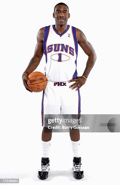 Amare Stoudemire of the Phoenix Suns poses for a portrait during NBA Media Day at the U.S. Airways Center on October 1, 2007 in Phoenix, Arizona....