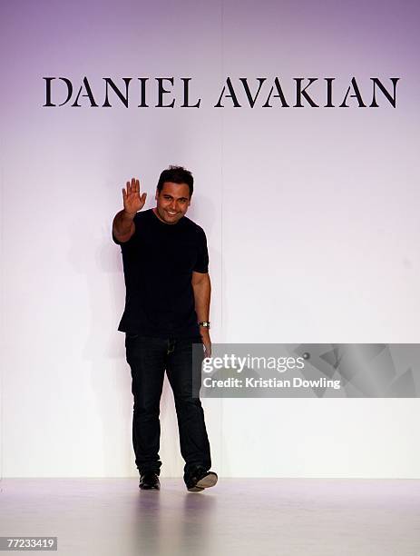 LSYDNEY, AUSTRALIA Designer Daniel Avakian of the label Daniel Avakian acknowledges the audience following his catwalk collection show as part of the...