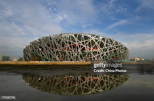 General view of the National Stadium, dubbed the "Bird's Nest" is seen on October 9, 2007 in Beijing, China. The main structure of the stadium, one...